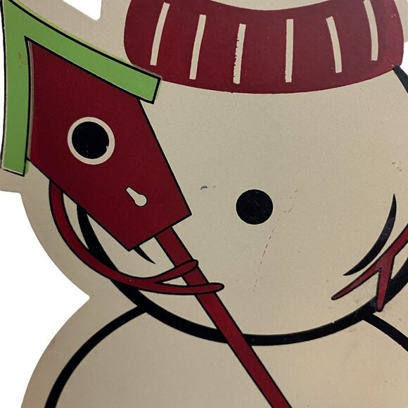 Large Christmas Snowman Metal Standing Decor 12" Retro Holiday - Picture 7 of 10